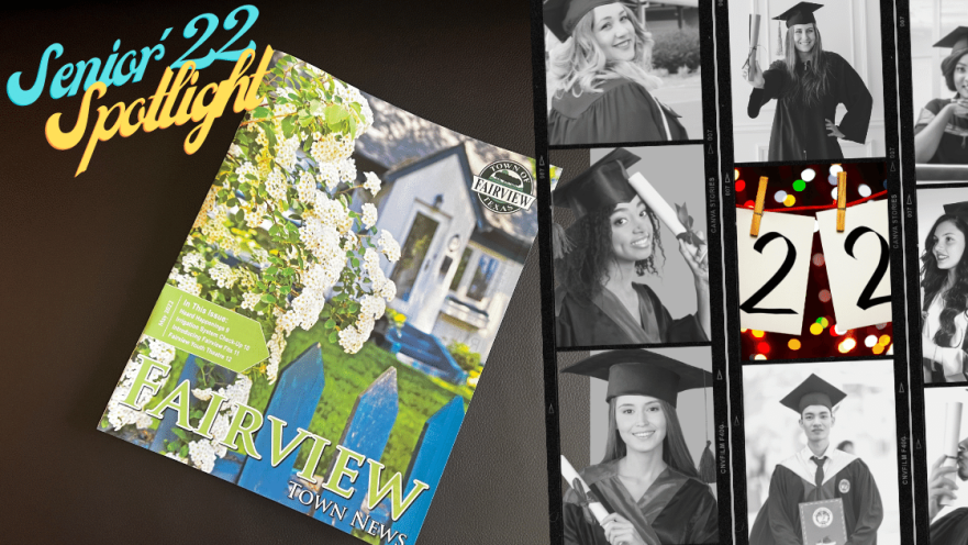 Senior Spotlight with image of Fairview Town News and graduation pictures